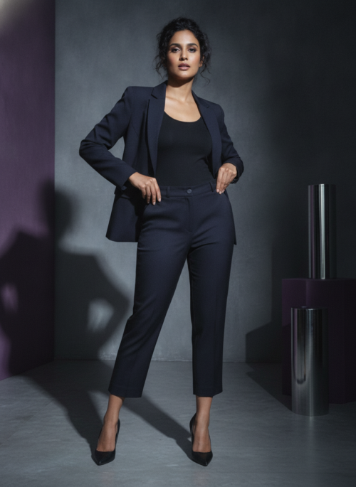 Women's Black Korean Ankle-Length Pants
