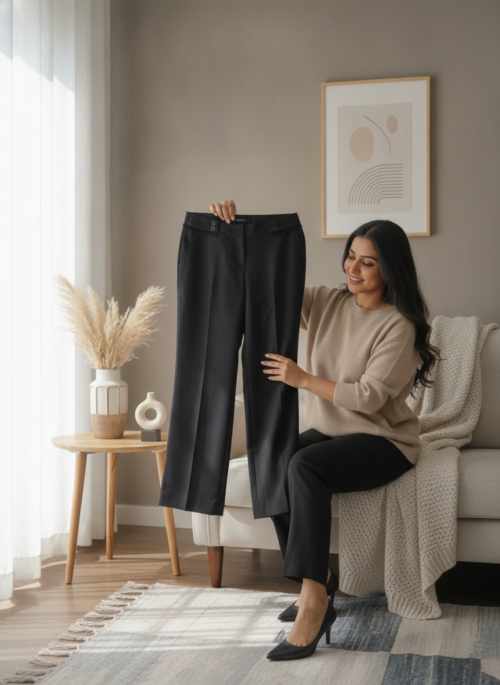 Women's Black Korean Wide-Leg Pants