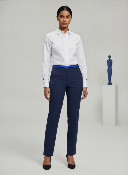 Women's Navy Blue Korean Fit Pants