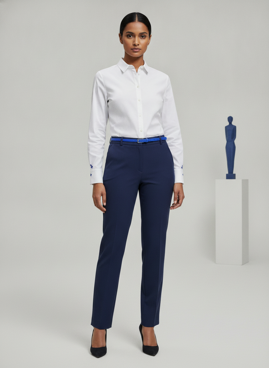 Women's Navy Blue Korean Fit Pants